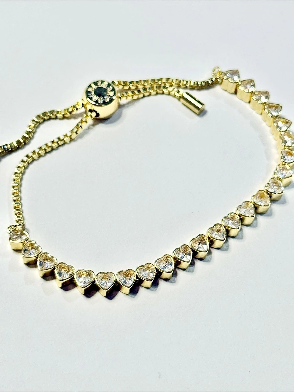 BaubleBar Gold Heart Shaped Crystal Adjustable Bracelet